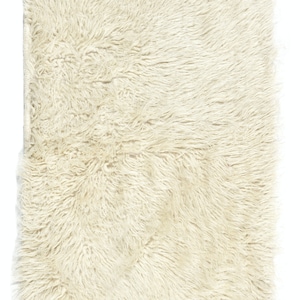 21&quot;x35&quot; Handmade Shaggy Accent Rug Made of Natural Mohair Wool. Vintage Turkish Small Tulu Rug. NTEK1330