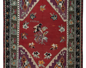 8.3x10.8 Ft Vintage Bosnian Kilim, Flat-Weave Rug, 100% Wool. NTEK0953