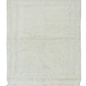 3.2x3.7 Ft Vintage Anatolian &quot;Tulu&quot; Rug in Solid Beige, 100% Natural Wool, Minimalist Small Carpet. NTEK1325