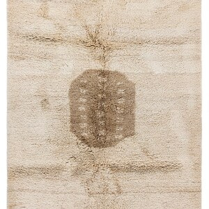 Minimalist Hand-Knotted Anatolian &quot;Shepherd&#39;s Tulu&quot; Rug in Beige and Light Brown, 100% Soft Natural Wool in Finest Quality. NC1