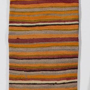 16&quot;x28&quot; Authentic Striped Turkish Kilim Cushion Cover, Multicolored Handmade Vintage Pillow Cover. NM124