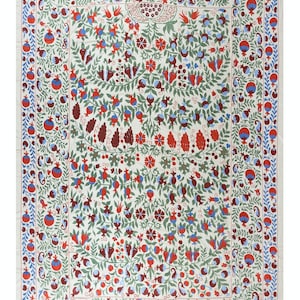 8x10 Ft Exceptional Suzani Textile Wall Tapestry, Silk Embroidered Bedspread, Decorative Table Cover, Uzbek Wall Hanging. NRS126
