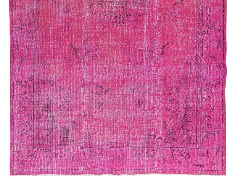 5.4x8.7 Ft Art Deco Chinese Design Handmade Rug Re-dyed in Pink ...
