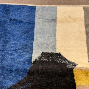 Contemporary Abstract Hand-Knotted Rug in Red, Blue, and Black Wool, Custom Made. NT128 image 13