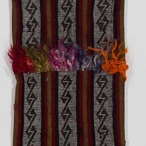 16&quot;x28&quot; Vintage Lace Pillow, Decorative Throw Pillow, Handmade Striped Turkish Kilim Cushion Cover with colorful pomps. NM27