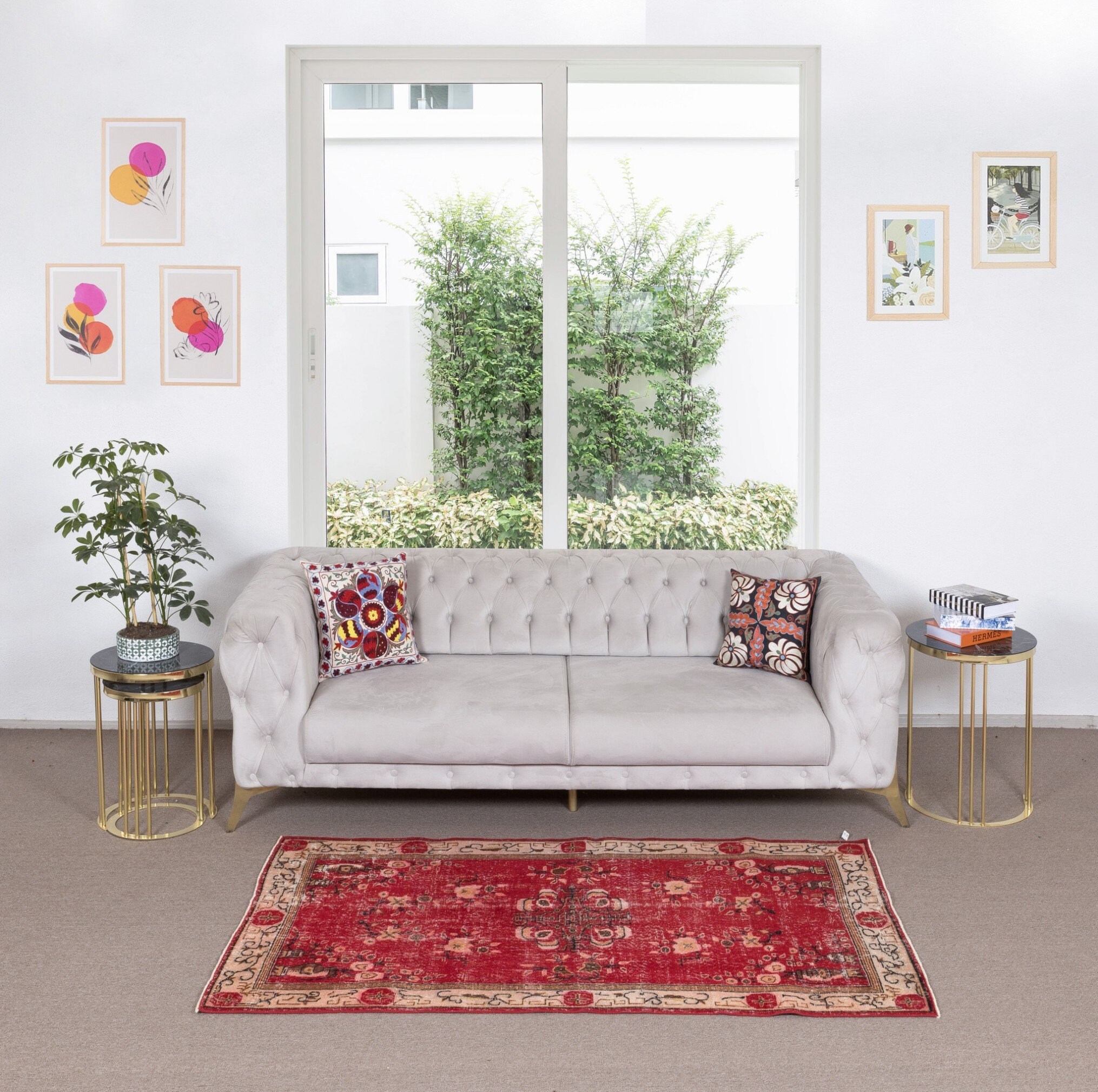 3.7x7.2 Ft Handmade Turkish Rug, Art Deco Chinese Design