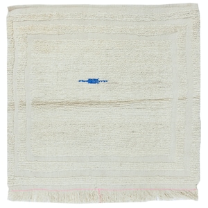 3.3x3.5 Ft Minimalist Vintage Handmade Anatolian Small Tulu Rug made of Natural Un-Dyed Beige Wool. NTEK0941