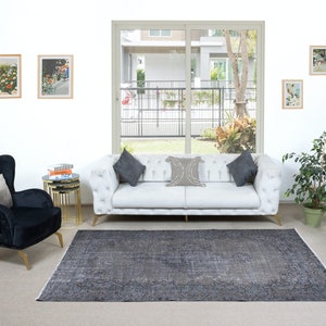 6x8.5 Ft Gray Wool Area Rug with Medallion, Handwoven and Handknotted in Isparta, Turkey, Ideal for Modern Interiors. NTEK1185