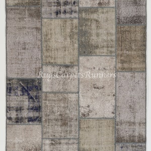 Handmade Patchwork Rug for Modern Interiors, Wool and Cotton Turkish Carpet. Custom Colors & Sizes Available. ND765
