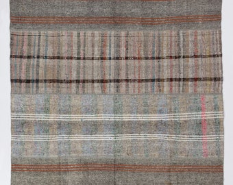 7.8x12.3 Ft Cotton and Goat Wool Nomadic Kilim Rug. NKD567