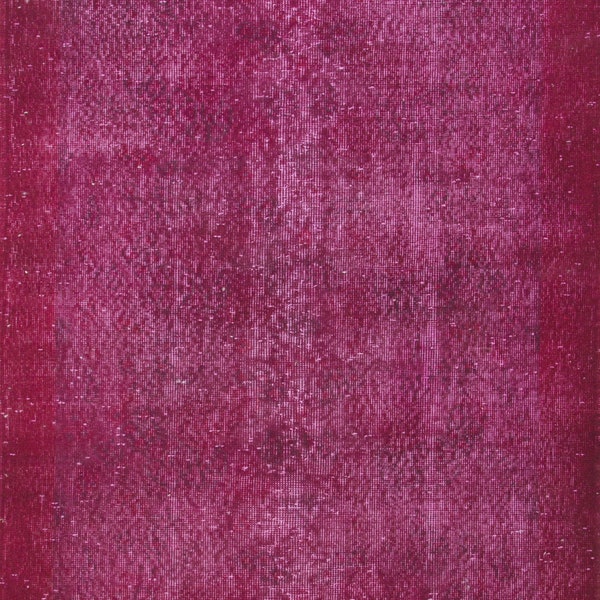 3.9x6.4 Ft Handmade Vintage Turkish Rug Redyed in Fuchsia Pink, Great 4 Modern Interiors. NK567