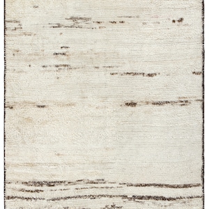Minimalist Handmade Turkish Tulu Rug, 100% Natural Un-Dyed Wool, Modern Scandinavian Carpet in Beige. NKEF47