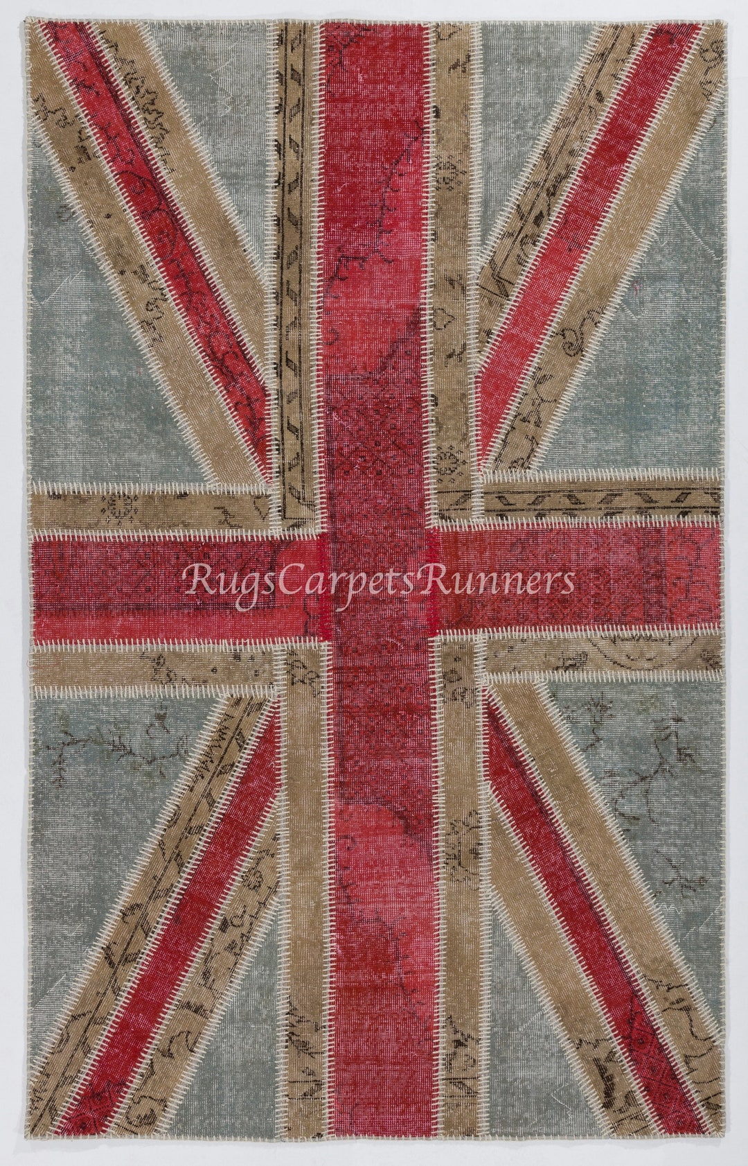 Modern Handmade Patchwork Rug With Union Jack British Flag Design, Wool ...