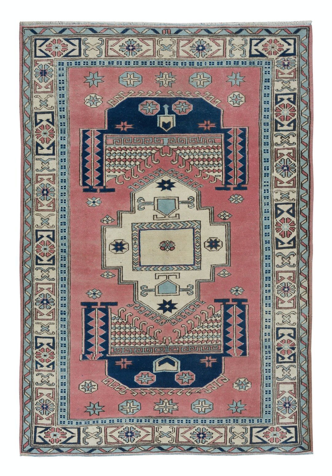 【Vintage】Hand Knit Rug 170×100 Vintage Rugs | Shop Premium Handmade Rugs - Kuden Rugs