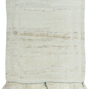 3.5x3.7 Ft Minimalist Vintage Handmade Anatolian Small Tulu Rug made of Natural Un-Dyed Beige Wool. NTEK0943