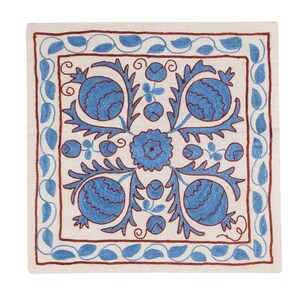 18&quot;x18&quot; Hand Embroidered Silk Cushion Cover from Uzbekistan, Decorative Suzani Pillowcase. NRM321