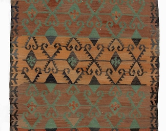 3.5 x 6.2フィートのヴィンテージトルコランナーキリム、幾何学模様