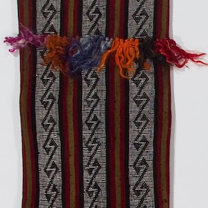 16&quot;x28&quot; Handmade Striped Turkish Kilim Cushion Cover with colorful pomps. NM33