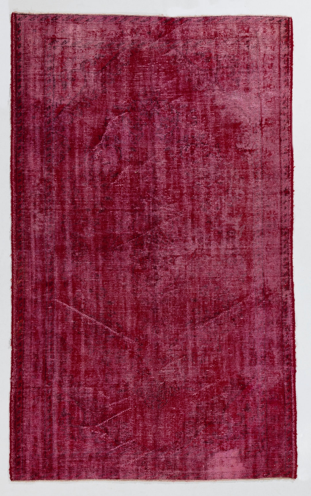 Turkish Rug Artist Distorted 5.8x9.6 Ft Distressed Handmade Turkish Rug Over-dyed in Red, Ideal for ...