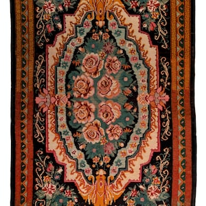 6.8x10.2 Ft One-of-a-Kind Vintage Floral Bessarabian Kilim Rug, Hand-Woven Wool Carpet from Moldova. NKK518