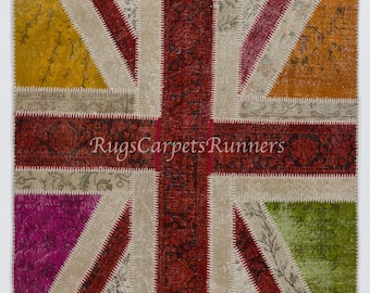Union Jack British Flag Design Patchwork Rug Multicolor - Etsy