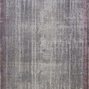 6x9 Ft Distressed Vintage Handmade Turkish Rug Over-Dyed in Gray Color, Great for Modern Interiors. NA437
