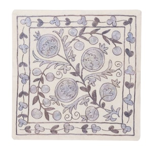 19&quot;x19&quot; Silk Embroidery Suzani Cushion Cover, Square Pillowcase From Uzbekistan. NRM186