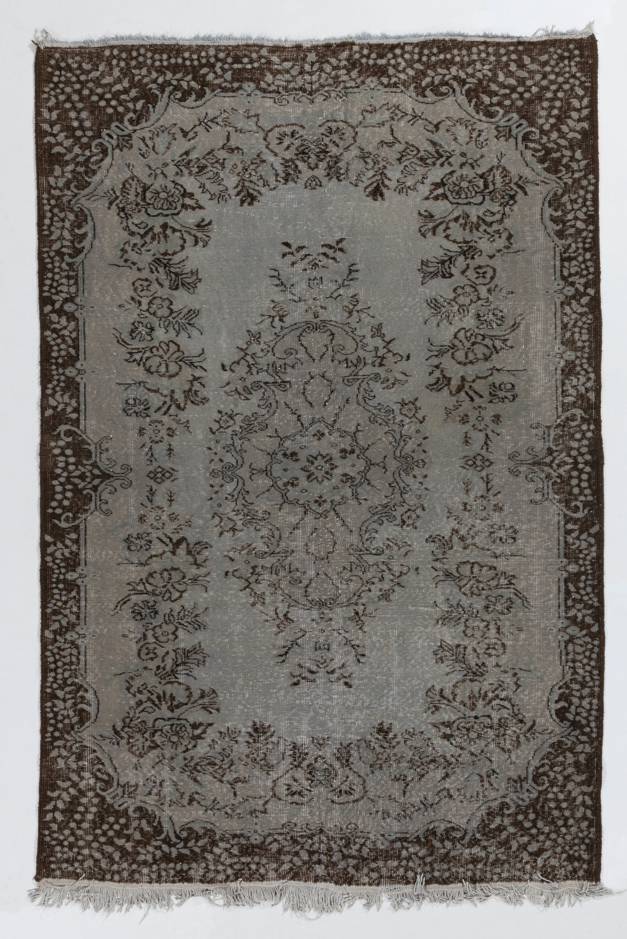 5.6x8.3 Ft Vintage Medallion Design Handmade Turkish Rug Over-dyed in ...