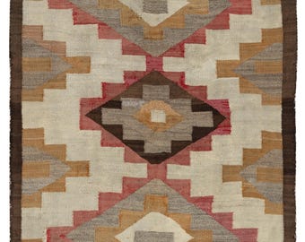 5x7 Ft Mid-Century Navajo Rug, Crystal Style, Handwoven Wool, Natural and Earth Tones, Circa 1940–1955 | NTEK2581