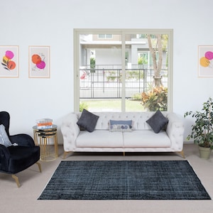 4.8x7.3 Ft Black Handmade Turkish Rug for Living Room, Entrance, Bedroom, Dining Room & Kids Room. NTEK1184