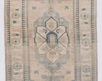 4.4x8 Ft One-of-a-Kind Vintage Turkish Oushak Rug. NC940