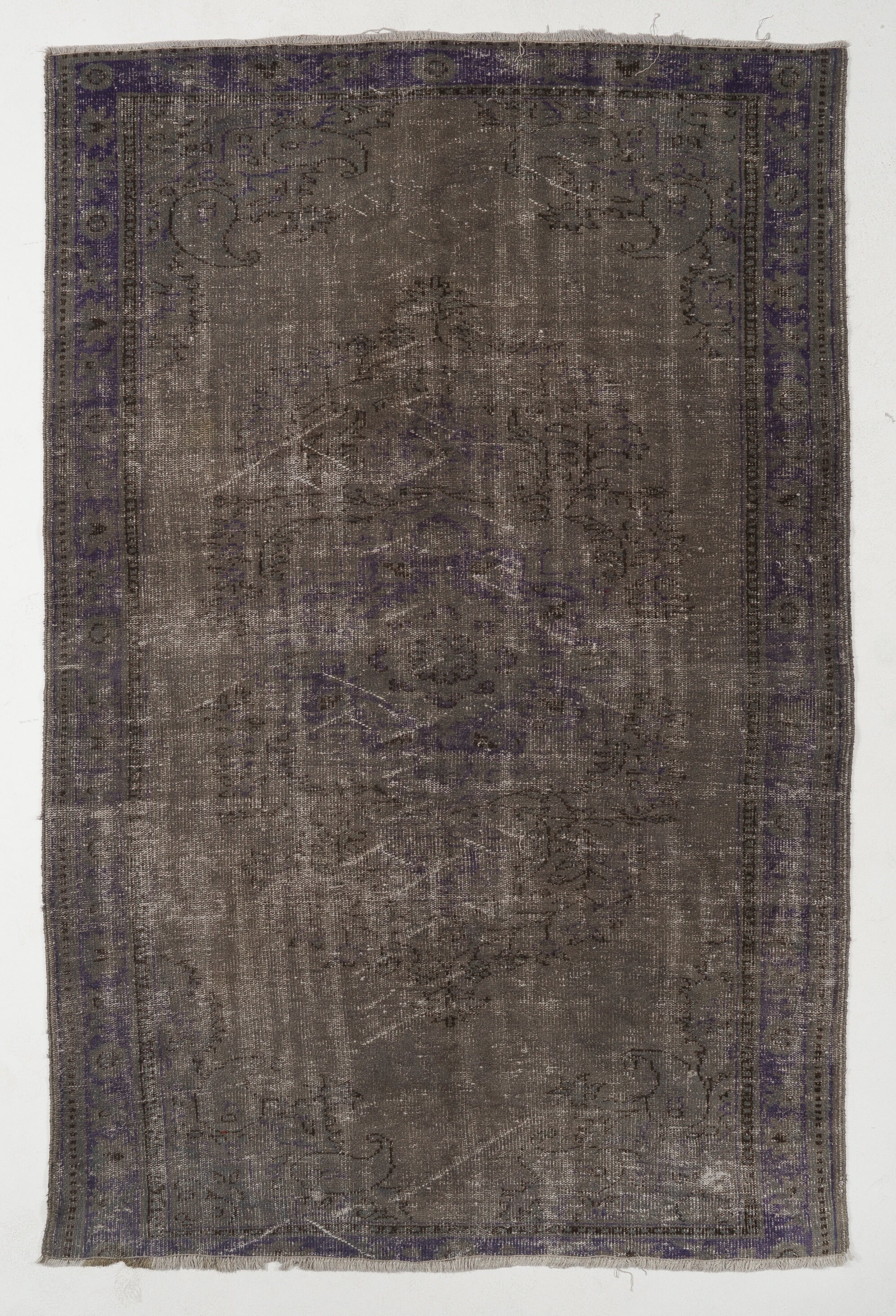 6.2x9.3 Ft Vintage Handmade Turkish Rug Overdyed in Gray Color, Great ...