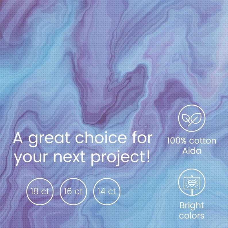 Printed Cross Stitch Fabric Wavy Paint Texture Blue