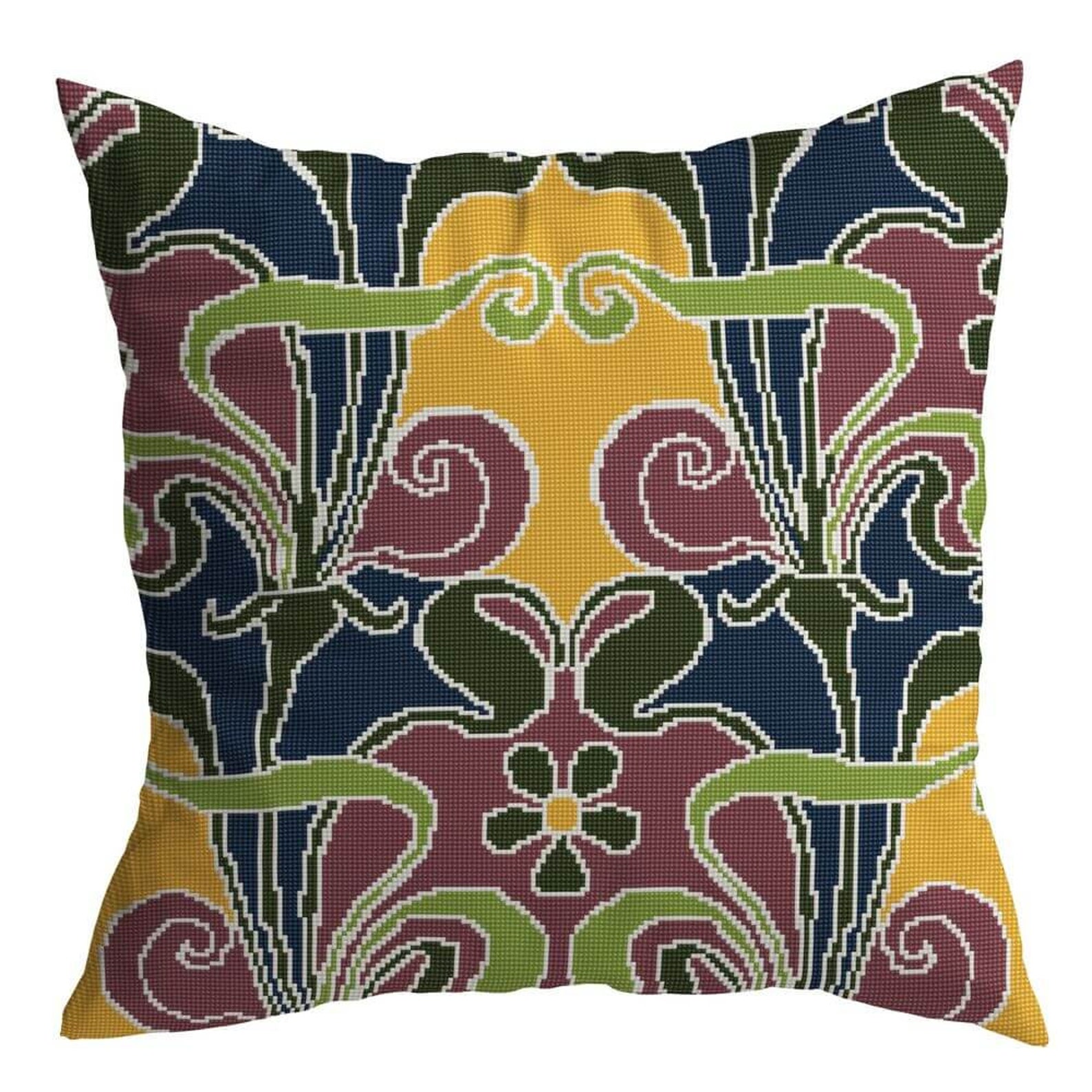 Art Nouveau Needlepoint Pillow Kit Lilies Etsy