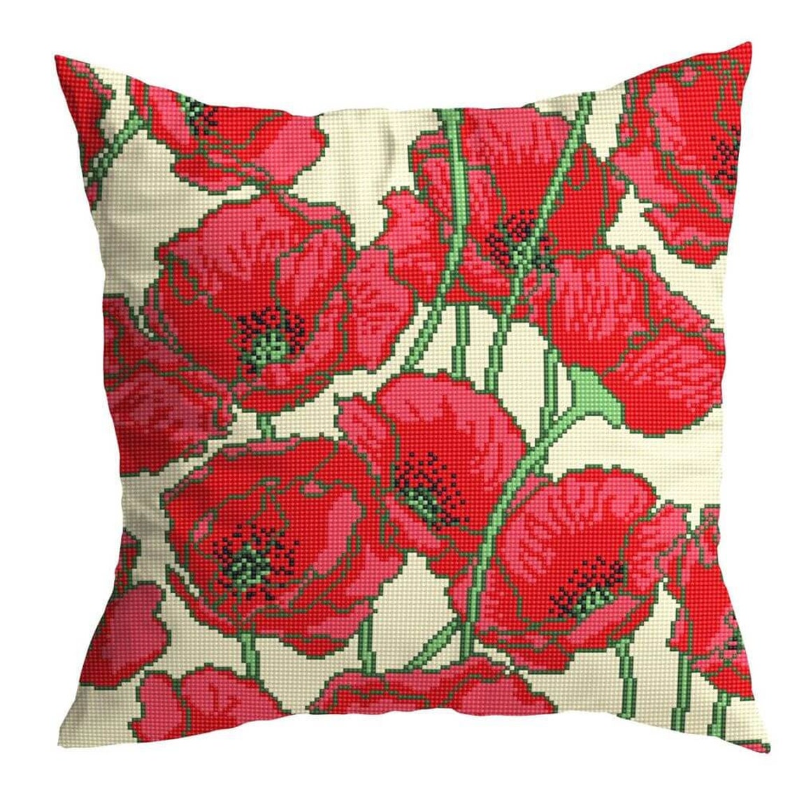 Needlepoint Pillow Kit Poppies Tapestry Cushion Kit Etsy