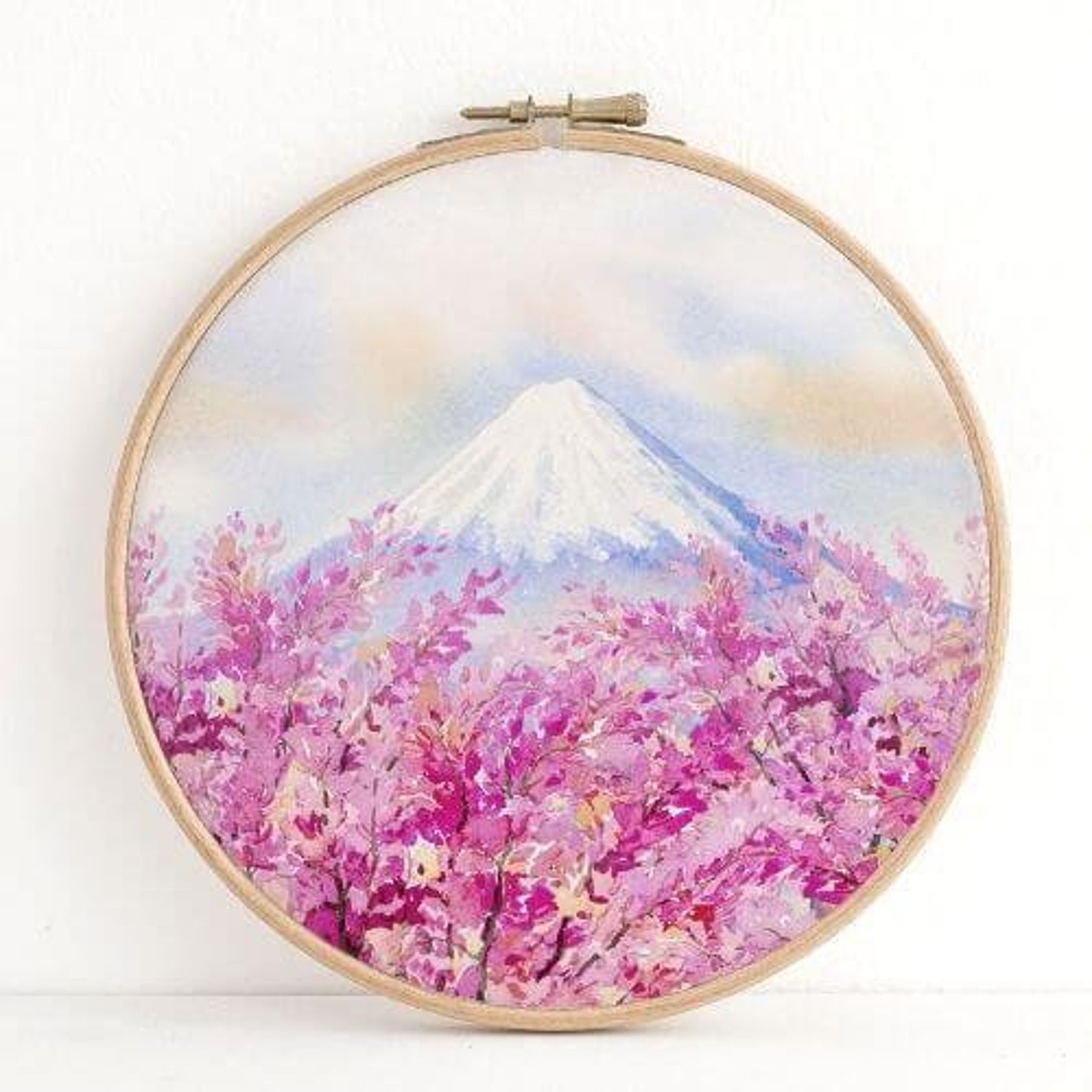 Mount fuji creative embroidery kit printed fabric  etsy
