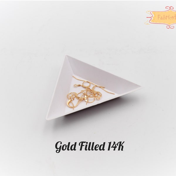 Lot de 10 crochets d'oreille en gold filled 14K - 14 mm - Apprêts bijoux - Fourniture créative pour boucles d'oreilles en or.