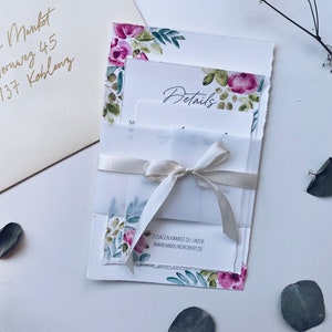 Hochzeitseinladungen - Floral rosa