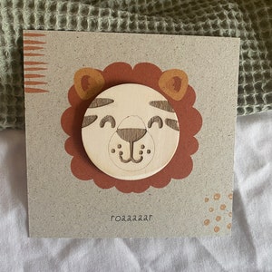 Kinderpostkarte mit Holzelement - Löwe