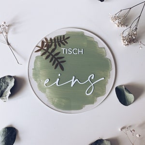 Table number made of acrylic gloss in round