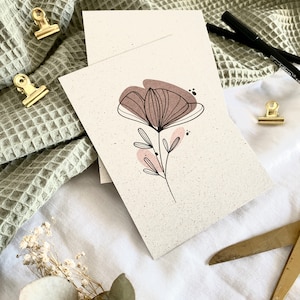 Postkarte Blume // schlichte, nachhaltige Blumenkarte in rosa