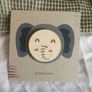 Kinderpostkarte mit Holzelement - Elefant