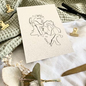 Pride Karte Line Art // Boy and Boy - Gay Art - LGBTQI* Postkarte