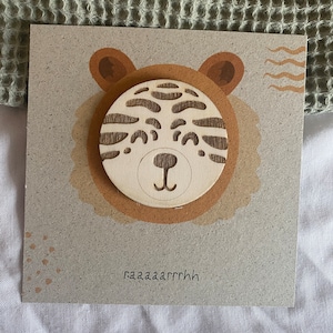 Kinderpostkarte mit Holzelement - Tiger