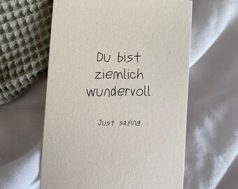 Poetry postcards made of Finnboard // saying card - pretty wonderful