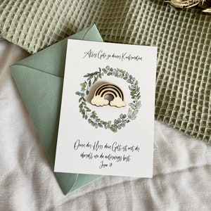 Glückwunschkarte zur Konfirmation mit Holzelement // besondere Grußkarten zur Konfirmation // individuelle Postkarten