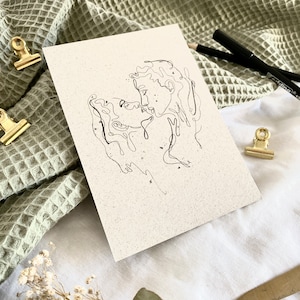 Pride Karte Line Art // Girl and Girl - Lesbian Art - LGBTQI* Postkarte