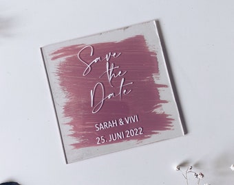 Invitation card made of acrylic glac // Save the Date card square