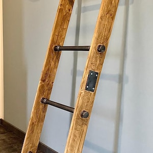Rustic ladder in industrial style, loft, decoration, clothes, towel ladder, decorative ladder, bathroom