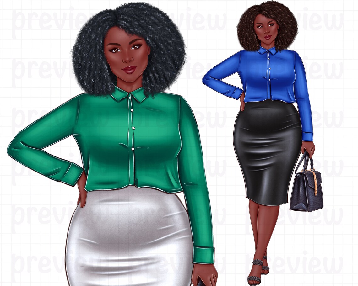 African American Curvy Lady Boss Clip Art Curvy Girls Clip | Etsy